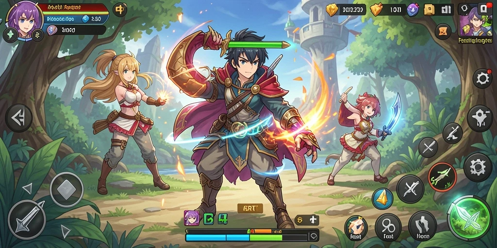 Tampilan gameplay seru dalam 6RT dengan karakter anime yang dinamis.
