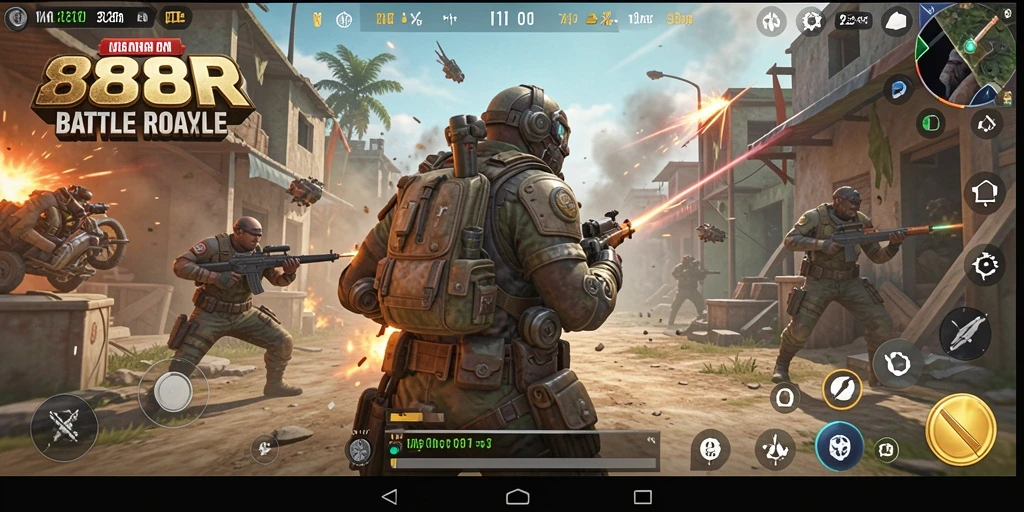 Gameplay Battle Royale yang seru di 888R dengan aksi mendebarkan.