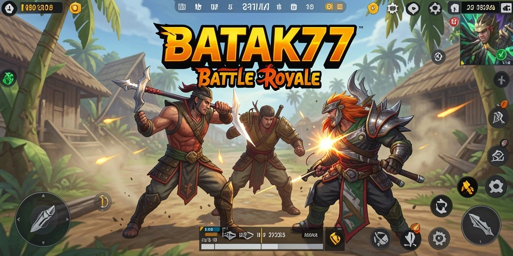 Tampilan gameplay seru dari BATIK77 dengan aksi Battle Royale yang mendebarkan.