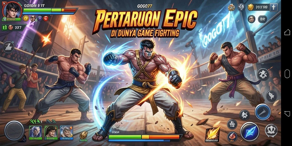 Screenshot GOGO77 menampilkan aksi pertarungan yang intens dan seru.