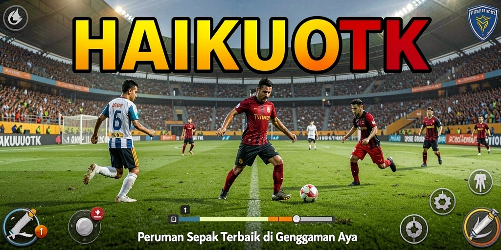 Tampilan gameplay HAIKUOTK yang mendebarkan di lapangan sepak bola.