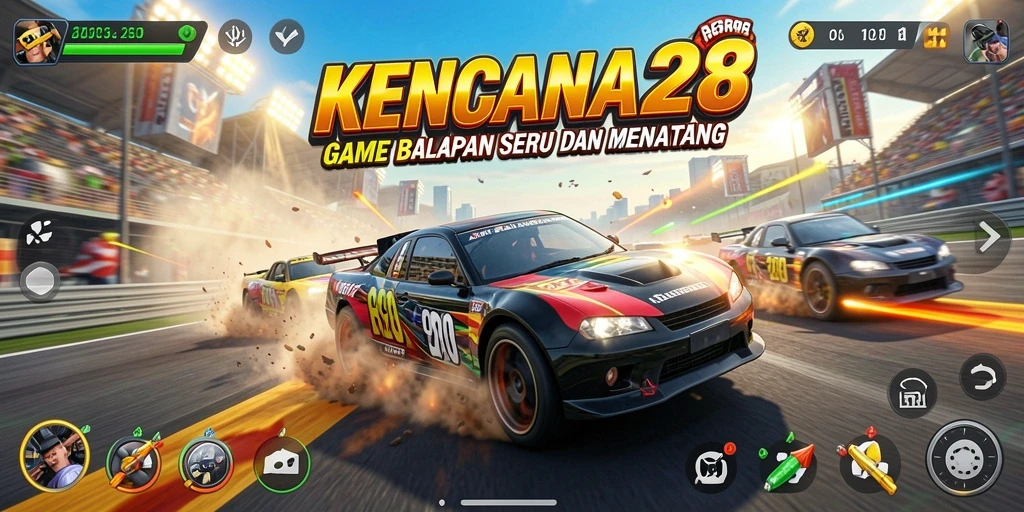 Screenshot gameplay KENCANA28 menampilkan aksi balapan yang mendebarkan.