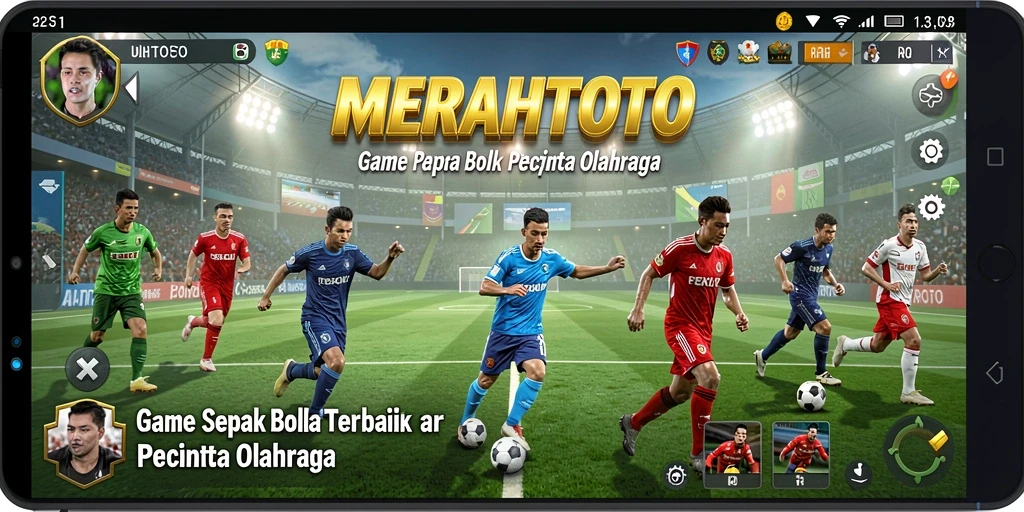 Tampilan gameplay seru dalam MERAHTOTO dengan aksi sepak bola yang mendebarkan.
