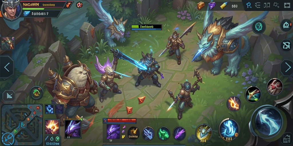 Screenshot gameplay NAGAWIN menunjukkan aksi seru di arena MOBA.