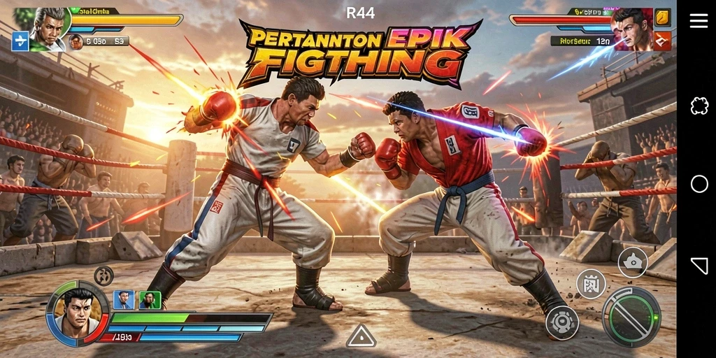 Screenshot RR44 menampilkan aksi pertarungan yang menarik dan karakter bertarung.