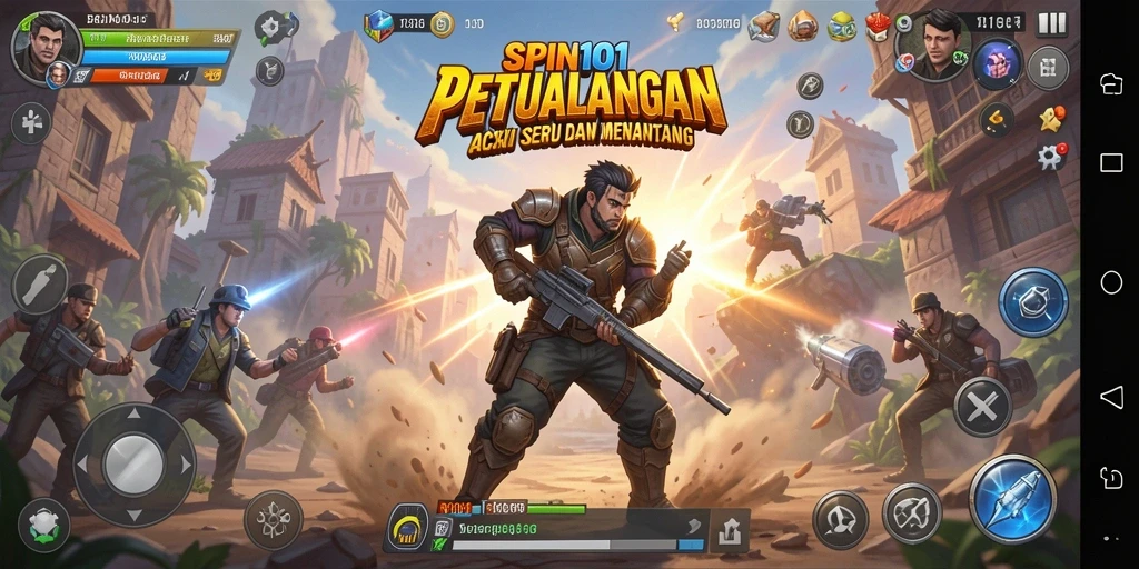 Tampilan gameplay aksi dari SPIN101 yang penuh tantangan.